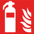 Brandschutzzeichen Feuerlöscher, F001, PVC-Folie, selbstklebend, 200 x 200 mm